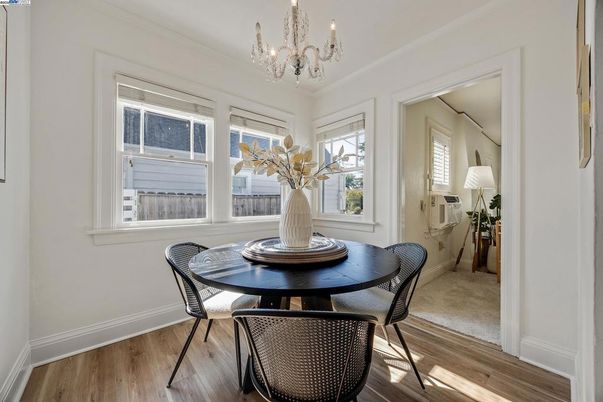 Chandelier, Dining room, Interior, Wood Texture Flooring