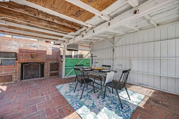 Exterior, Fireplace, Wooden Beams