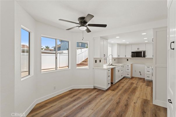 Interior, Kitchen, Recessed Lighting, Wood Texture Flooring