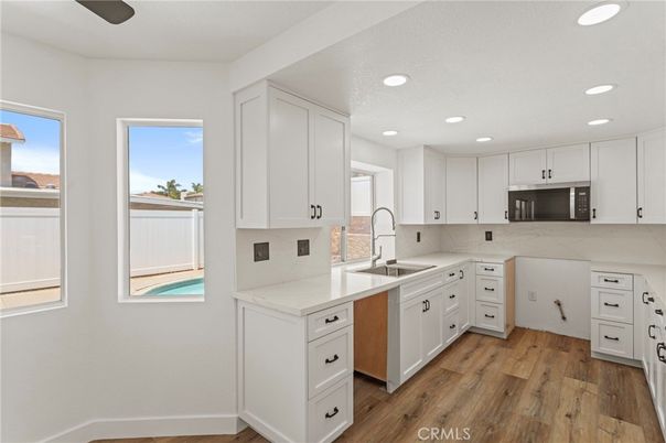 Interior, Kitchen, Recessed Lighting, Wood Texture Flooring