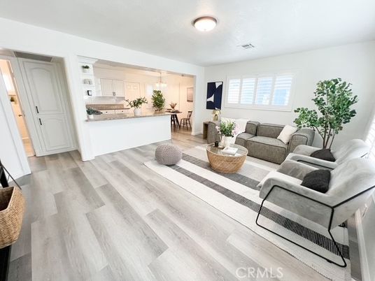 Interior, Kitchen, Living room, Pendant Lights, Stainless Steel Appliances, Wood Texture Flooring
