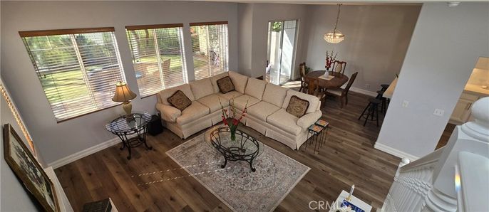 Dining room, Interior, Living room, Pendant Lights, Wood Texture Flooring