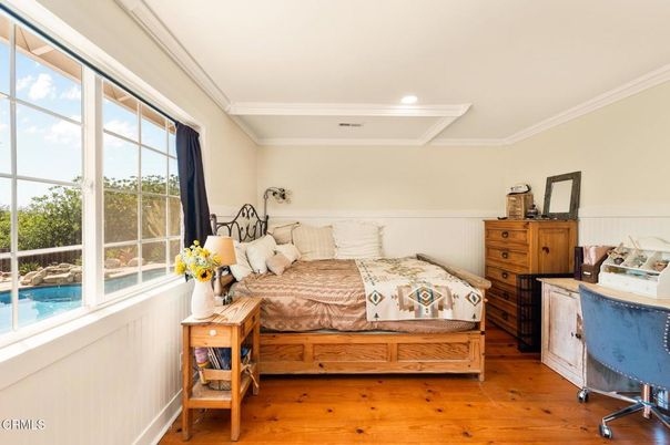 Bedroom, Home Office, Interior, Recessed Lighting, Wood Texture Flooring