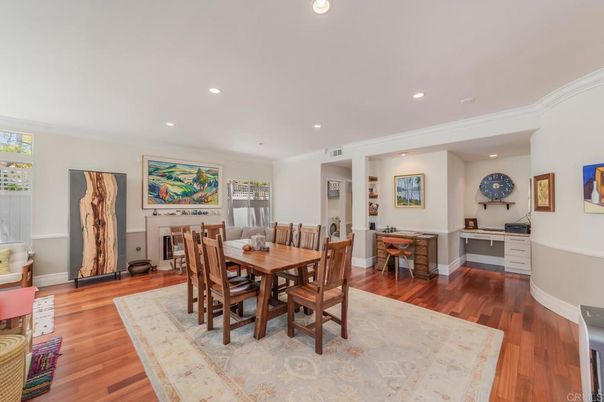Dining room, Interior, Recessed Lighting, Wood Texture Flooring