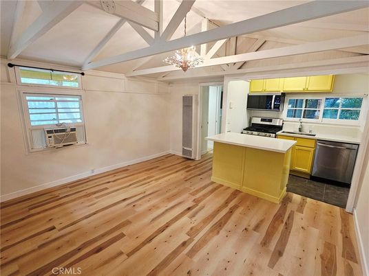 Interior, Kitchen, Stainless Steel Appliances, Wood Texture Flooring