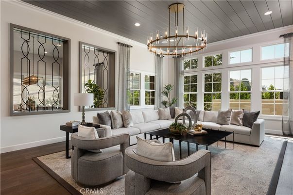 Chandelier, Interior, Living room, Pendant Lights, Recessed Lighting, Wood Texture Flooring