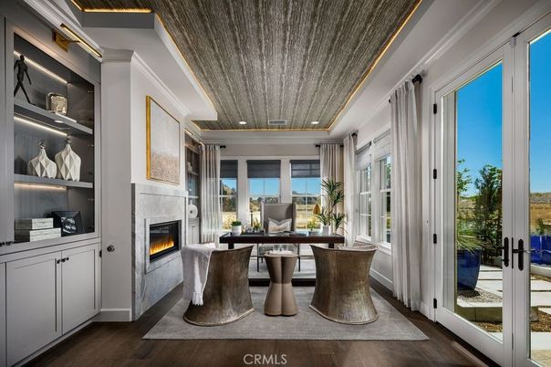 Fireplace, Interior, Recessed Lighting, Wood Texture Flooring