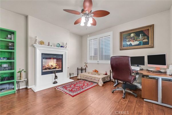Fireplace, Home Office, Interior, Wood Texture Flooring