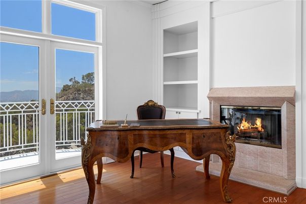 Fireplace, Home Office, Interior, Wood Texture Flooring