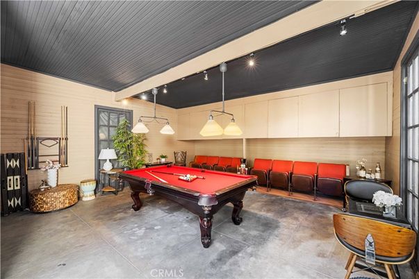 Billiard Table, Game Room, Interior, Pendant Lights, Wooden Walls