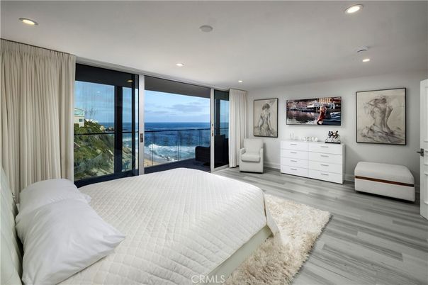Bedroom, Interior, Recessed Lighting, Water, Wood Texture Flooring