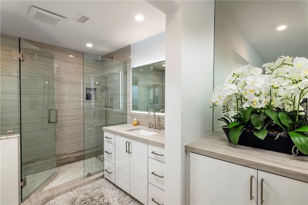 Bathroom, Glass Shower, Interior, Recessed Lighting