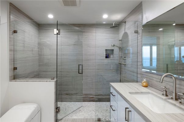 Bathroom, Glass Shower, Interior, Recessed Lighting