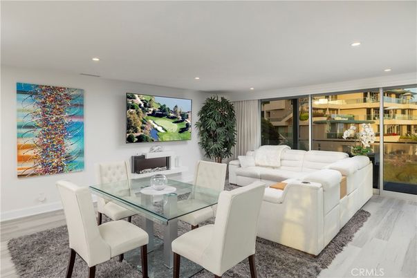 Dining room, Interior, Living room, Recessed Lighting, Wood Texture Flooring