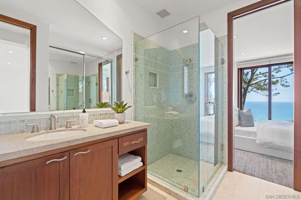 Bathroom, Glass Shower, Interior, Recessed Lighting, Water