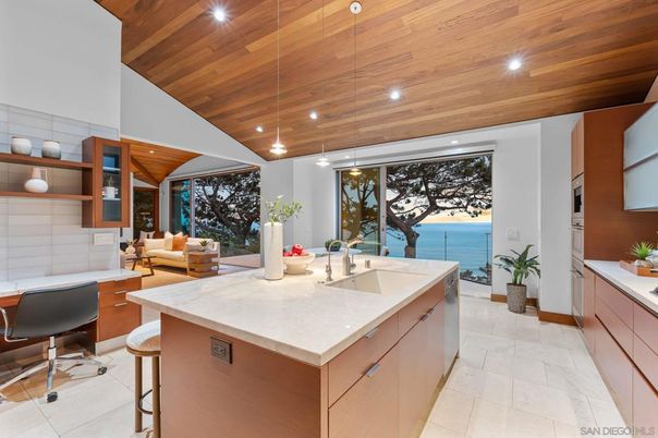 Interior, Kitchen, Pendant Lights, Recessed Lighting, Water, Wooden Ceilings