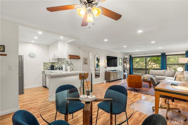 Interior, Kitchen, Living room, Recessed Lighting, Wood Texture Flooring