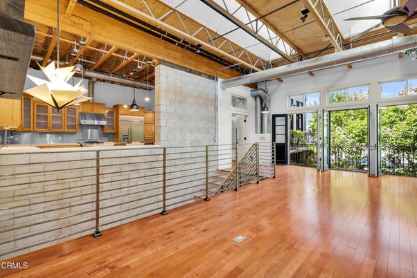 Interior, Kitchen, Pendant Lights, Stone Walls, Wooden Beams, Wood Texture Flooring