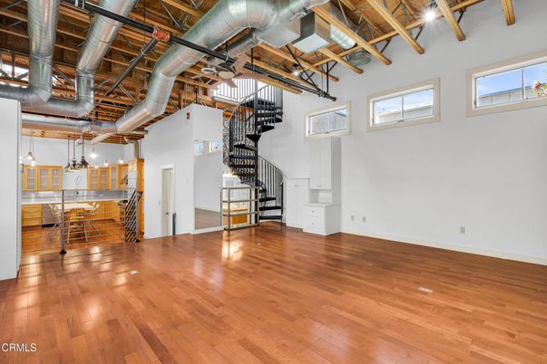 Empty room, Interior, Kitchen, Pendant Lights, Wood Texture Flooring
