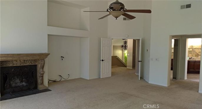 Empty room, Fireplace, Interior, Pendant Lights