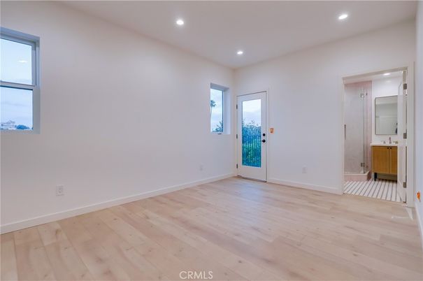Bathroom, Empty room, Interior, Recessed Lighting, Wood Texture Flooring