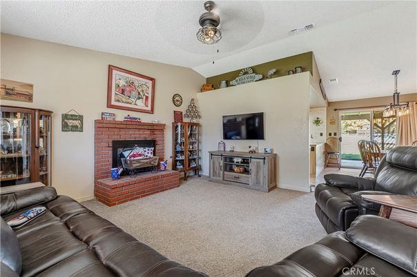 Dining room, Fireplace, Interior, Living room, Pendant Lights