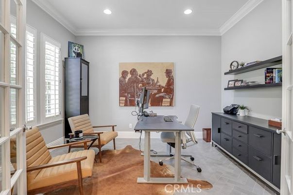 Home Office, Interior, Recessed Lighting, Wood Texture Flooring