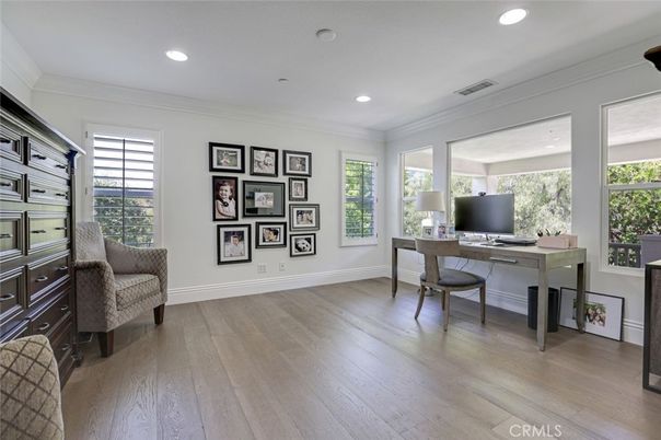 Home Office, Interior, Recessed Lighting, Wood Texture Flooring