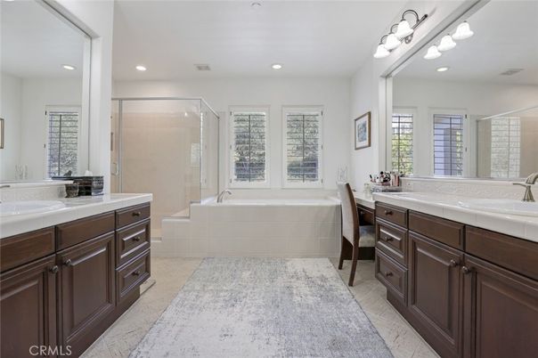Bathroom, Glass Shower, Interior, Recessed Lighting, Tile Countertops