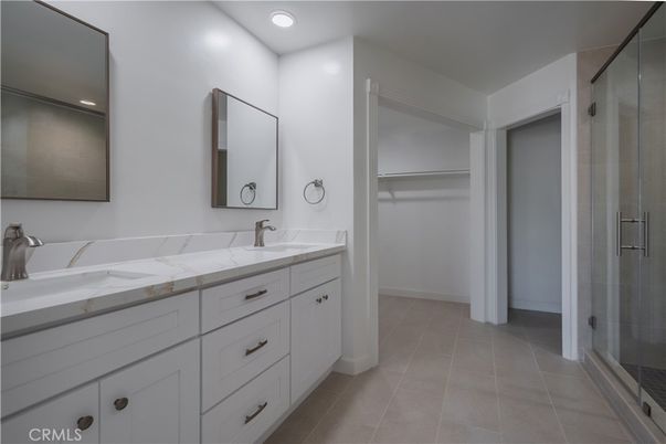 Bathroom, Dual Sink Vanities, Glass Shower, Interior, Recessed Lighting
