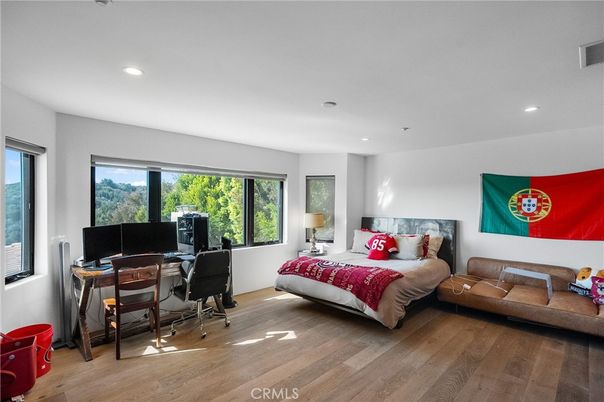 Bedroom, Home Office, Interior, Recessed Lighting, Wood Texture Flooring
