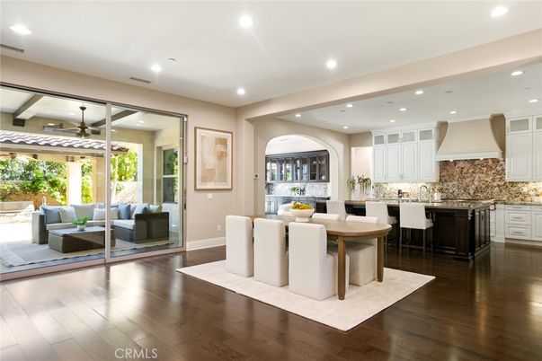 Dining room, Interior, Kitchen, Recessed Lighting, Wood Texture Flooring