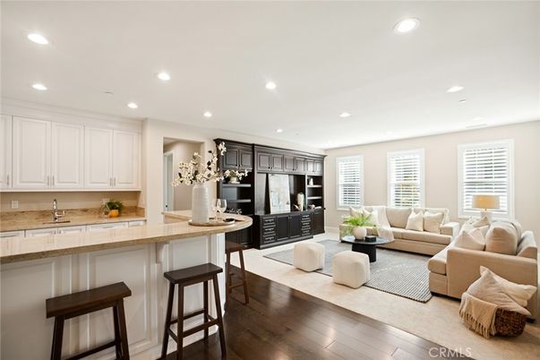Interior, Kitchen, Living room, Recessed Lighting, Wood Texture Flooring