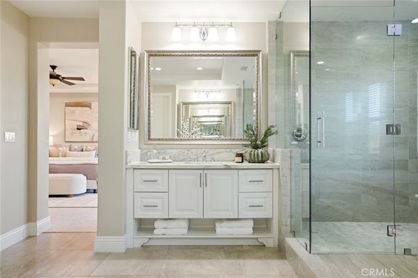 Bathroom, Glass Shower, Interior, Recessed Lighting