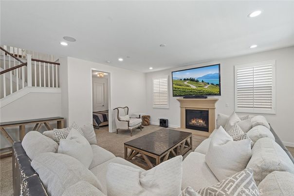 Fireplace, Interior, Living room, Recessed Lighting