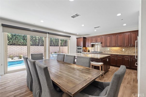 Dining room, Interior, Kitchen, Recessed Lighting, Wood Texture Flooring
