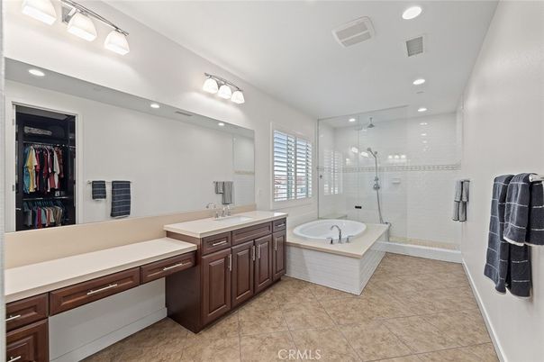 Bathroom, Dual Sink Vanities, Glass Shower, Interior, Recessed Lighting