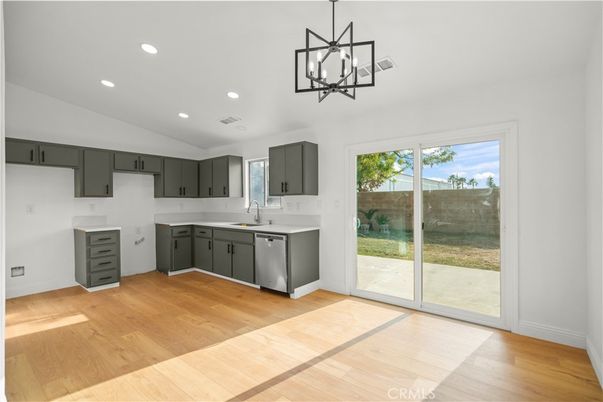 Chandelier, Interior, Kitchen, Pendant Lights, Recessed Lighting, Wood Texture Flooring