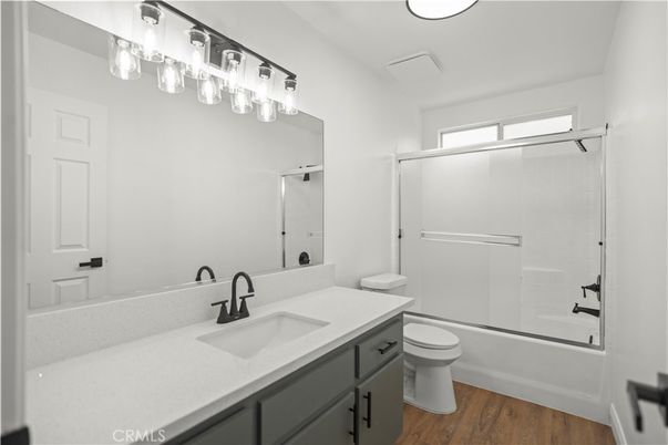 Bathroom, Glass Shower, Interior, Wood Texture Flooring