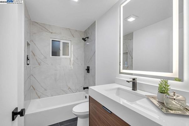 Bathroom, Interior, Marble Walls, Recessed Lighting