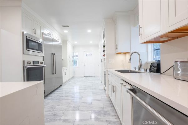 Interior, Kitchen, Marble, Recessed Lighting, Stainless Steel Appliances