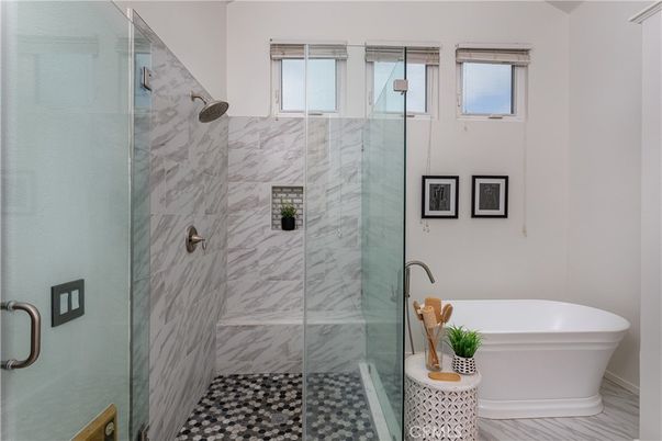 Bathroom, Glass Shower, Interior, Marble Walls