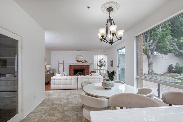 Chandelier, Dining room, Fireplace, Interior, Living room