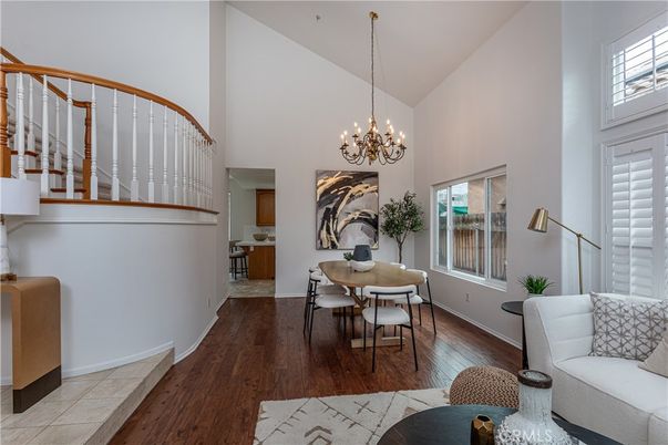 Chandelier, Dining room, Interior, Wood Texture Flooring