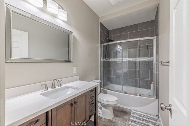 Bathroom, Glass Shower, Interior, Wood Texture Flooring