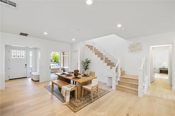 Dining room, Interior, Recessed Lighting, Wood Texture Flooring