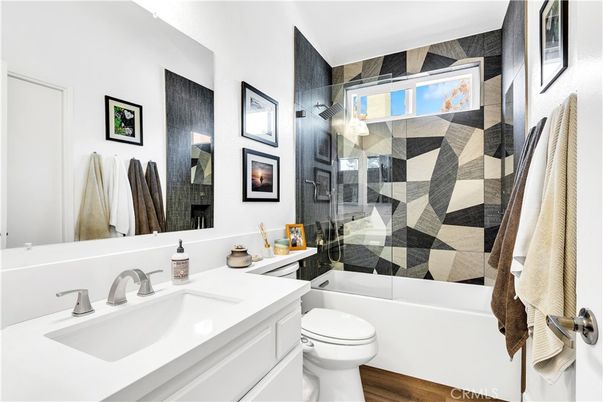 Bathroom, Glass Shower, Interior, Wood Texture Flooring