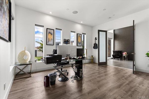 Home Office, Interior, Recessed Lighting, Wood Texture Flooring