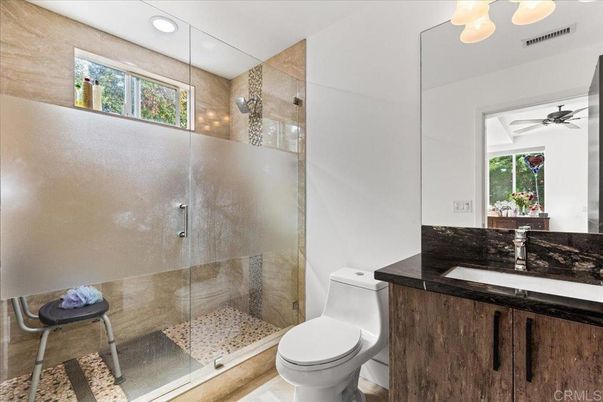Bathroom, Glass Shower, Interior, Recessed Lighting