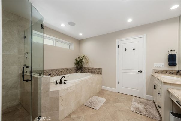 Bathroom, Glass Shower, Interior, Recessed Lighting, Tile Countertops